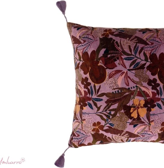 Imbarro – Kissen – Zierkissen – Merryl – Lila – 100 % Baumwollsamt – 50 x 50 cm