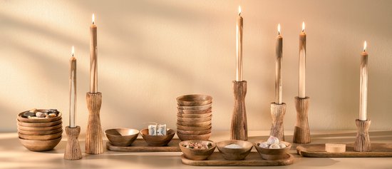 Mica Decorations Tomar Schalen und Tablett - L35 x B12 x H5 cm - 100% FSC Mango Holz - Hellbraun