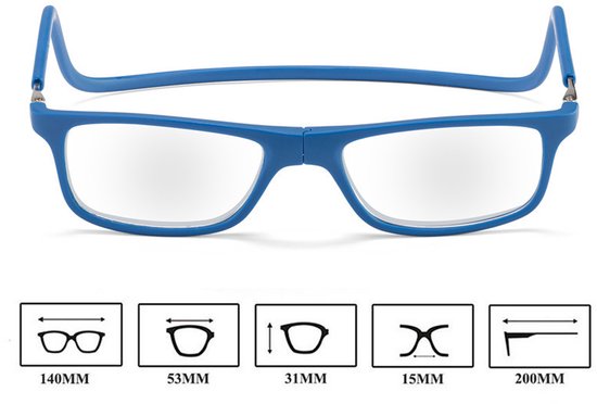 Milanoro - Magnetische Brille - Blau - Stärke +3