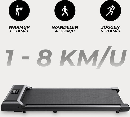 Fitby Laufband - Walking Pad - Walking Band - 1-8km/h - LED Bildschirm - Schwarz