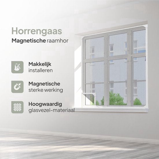 O'DADDY® Magnetisches Fensterfliegengitter – 150 x 150 cm – Anpassbares Fliegengitter – Mit weißem Rand und schwarzem Netz – Fliegengitter – Vielseitig und einfach zu montieren