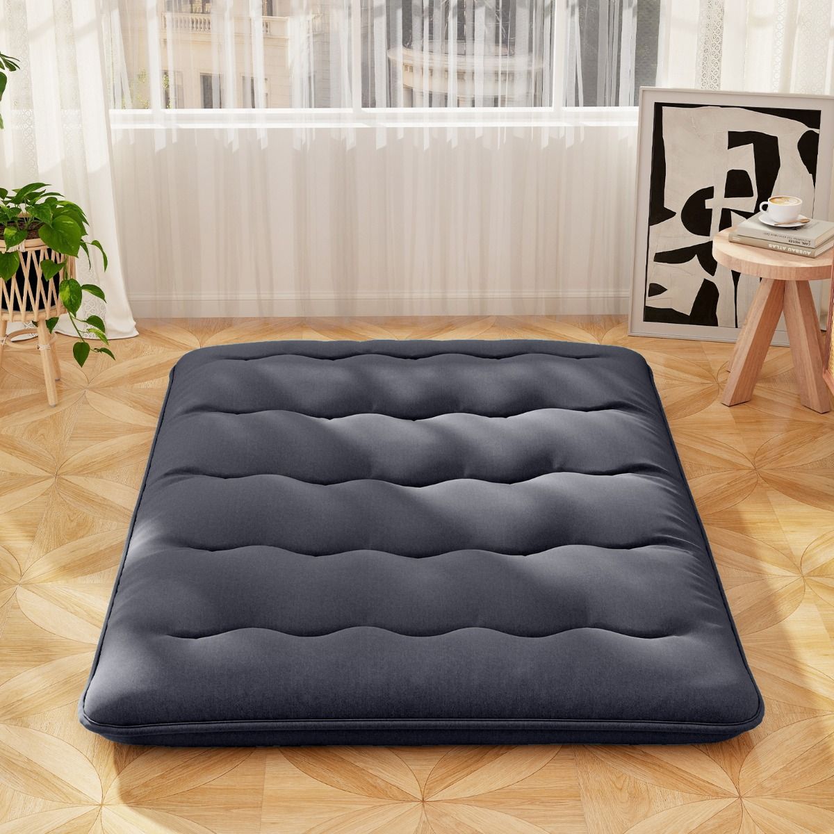 Coast Komfortable japanische Futonmatratze Schwarz - 140 x 200 cm - mit waschbarem Bezug und Tragetasche