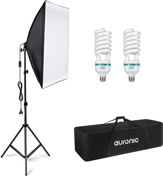 Auronic Softbox Studioleuchte - Komplettset mit Tragetasche - 50x70 cm - Schwarz
