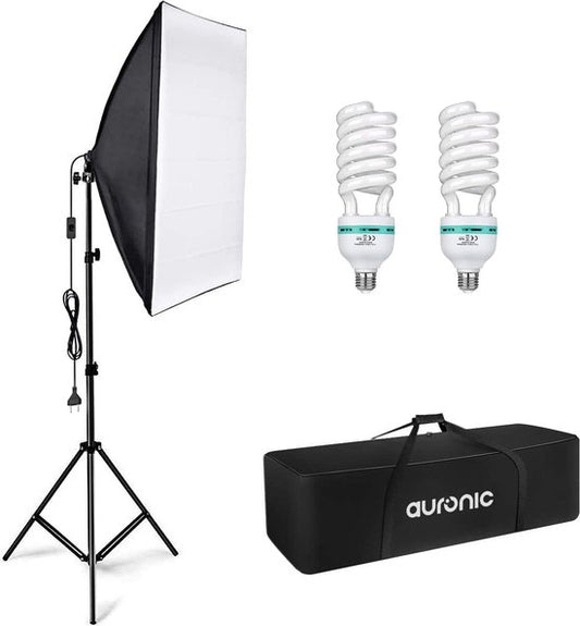 Auronic Softbox Studioleuchte - Komplettset mit Tragetasche - 50x70 cm - Schwarz