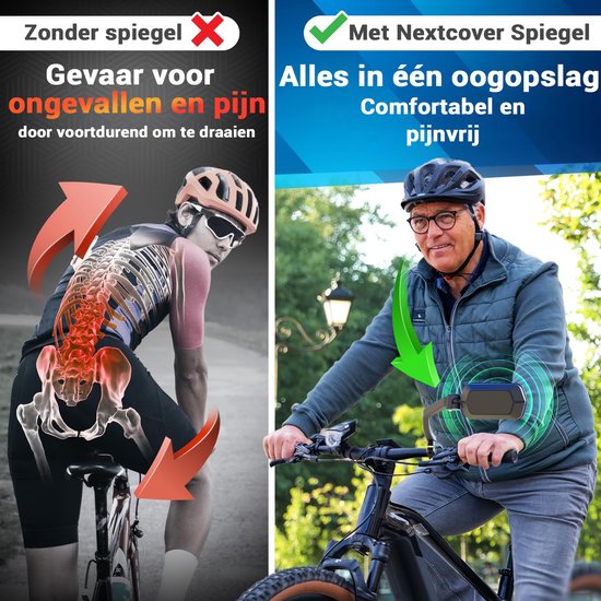 NEXTCOVER® Fahrradspiegel e-bike links und rechts SET mit ProVision Echtglas - Lenker montierter Fahrradspiegel - Fahrradspiegel ebike, Rückspiegel Fahrrad und e-bike