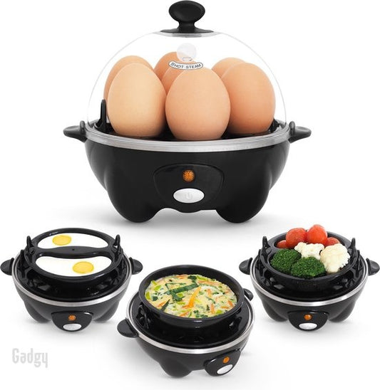 Gadgy Eierkocher elektrisch - 7 Eier - Kochen, Pochieren, Rührei, Omelett - Spülmaschinenfest - Eierkocher