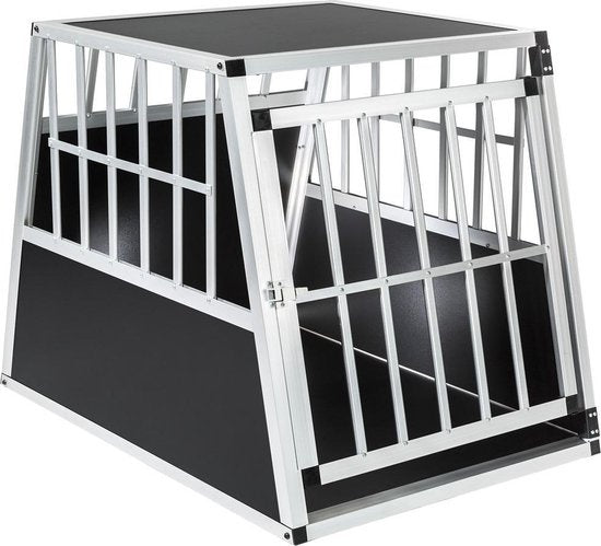 tectake Hundetransportbox - 90 x 66 x 69,5 cm - Schwarz/Silber