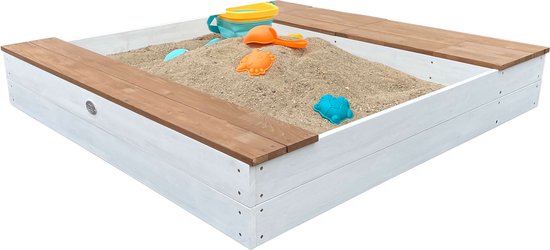 AXI Evy Sandkasten mit Wasserbecken und Stauraum, weiß/braun – inklusive Zubehörset