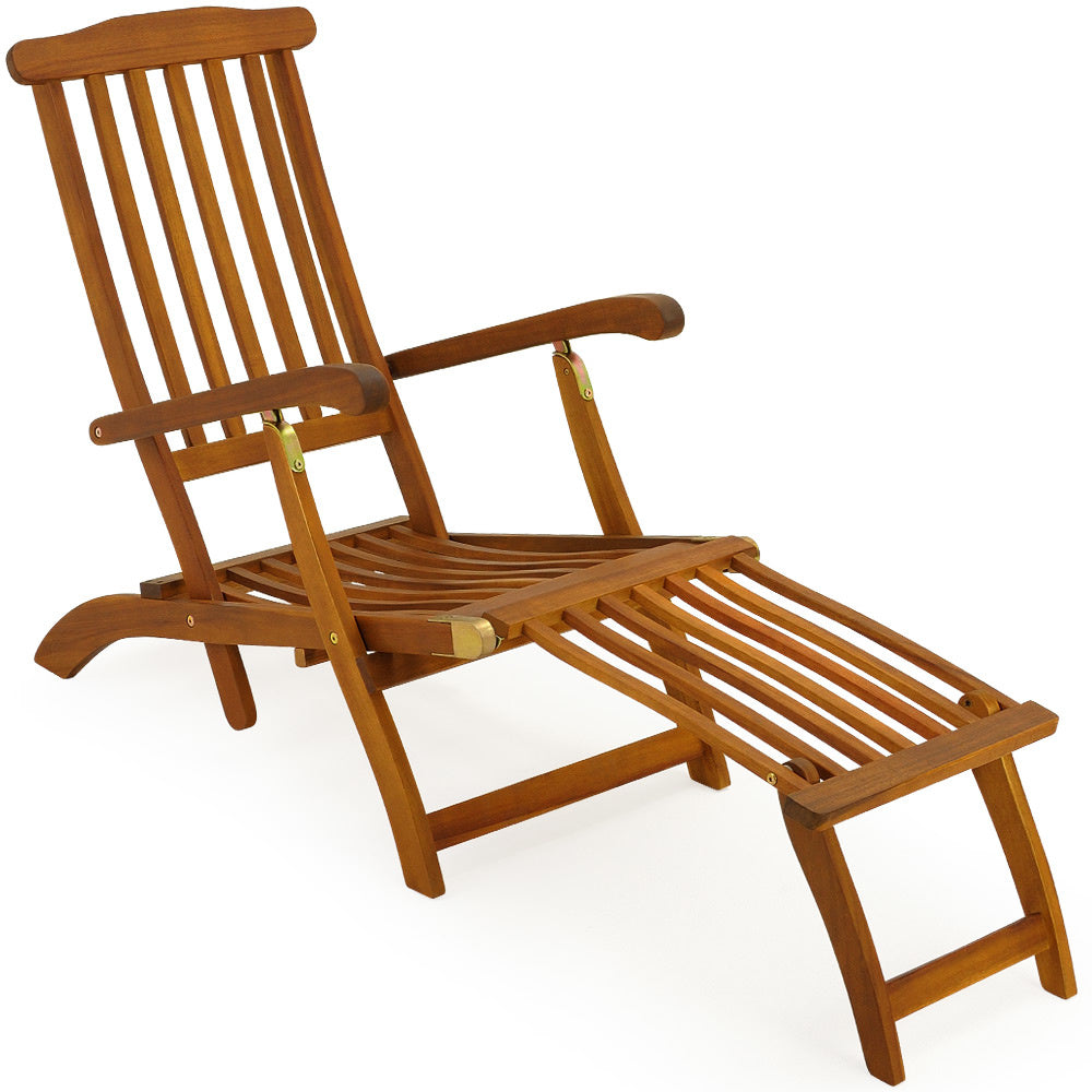 Casaria Sonnenliege "Queen Mary" Akazienholz - 196x54x95cm - Braun
