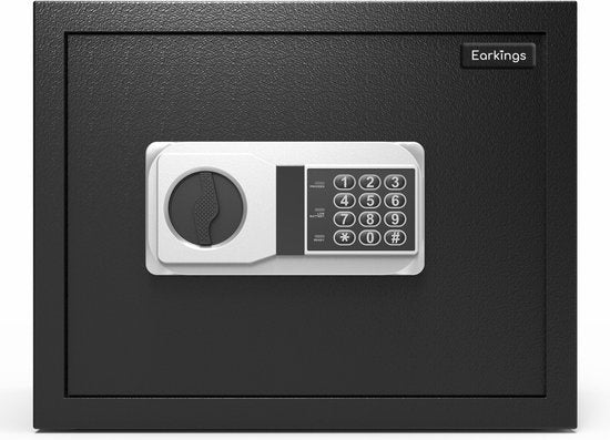 Earkings Safe 30x38x30 cm mit Zahlenschloss - Tresor Elektronische Spardose - Inklusive Befestigungsmaterial, zwei Notschlüsseln und Alarmschloss - 25.7L
