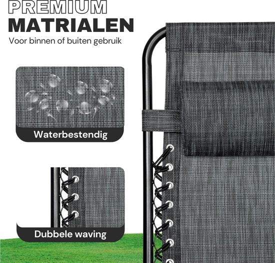 Vaive Luxury Garden Chairs Duo Set - Verstellbarer Gartenstuhl und Liege - 30°-90° verstellbar - Garten - Metall - Schwarz