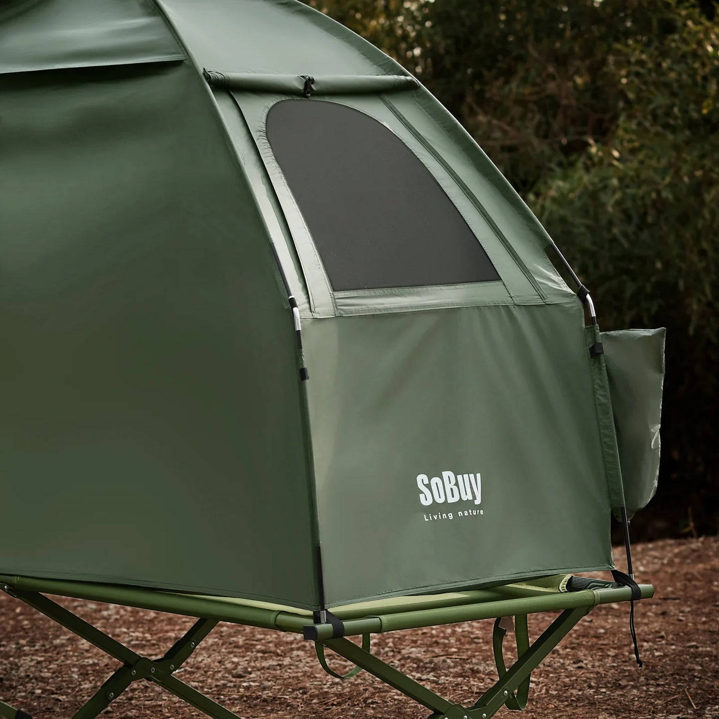SoBuy OGS32-II-GR 1-Personen-Campingzelt, dunkelgrün – 2-in-1 mit Lampenhaken und Schuhfächern, 193 × 161 cm