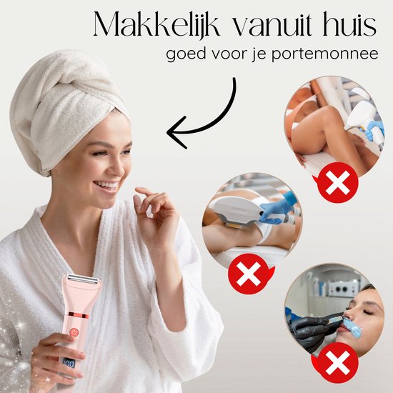 2-in-1 Ladyshave mit Display - Gesicht - Achseln - Beine - Bikinizone - Sansbeauté® - Rasierer Damen - Gesichtshaarentfernung Damen - Trimmer Damen - Ladyshaves Bikini - USB Wiederaufladbar