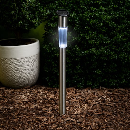 Grundig Solar Garden Lights - Gartenlaterne Solar Energy mit Edelstahlgehäuse - Spritzwassergeschützte IP44 Solar Gartenleuchten für den Außenbereich
