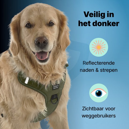 Jake und Jacky - Anti-Zieh-Hundegeschirr - Reflektierend - Größe XL - Grün