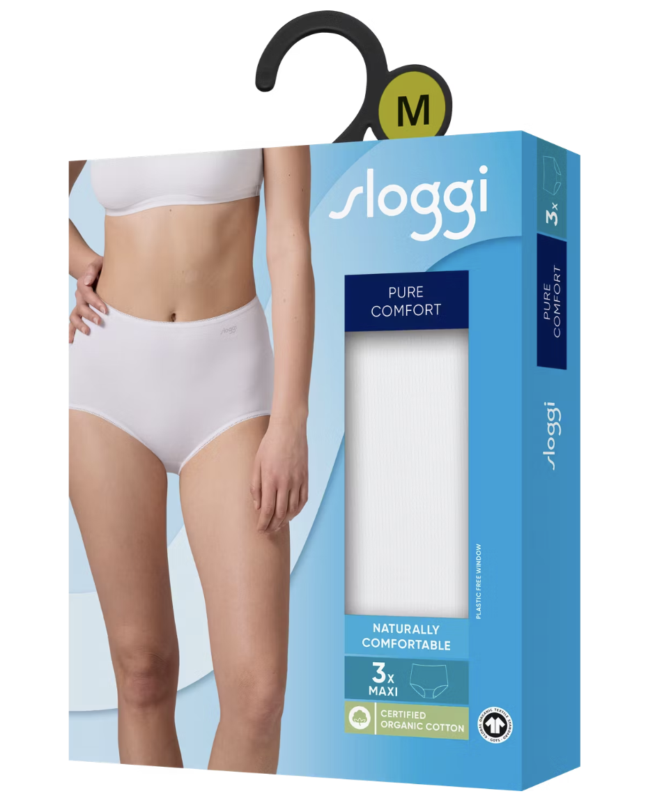 Sloggi Pure Comfort H Maxi Slips 3er-Pack - Weiß - Größe XS