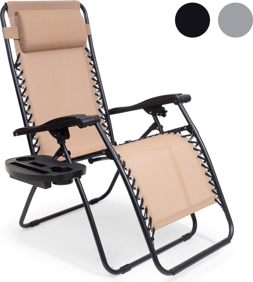 LifeGoods Faltbare Gartenstühle - 30Â°-90Â° Verstellbar - Metall - Beige