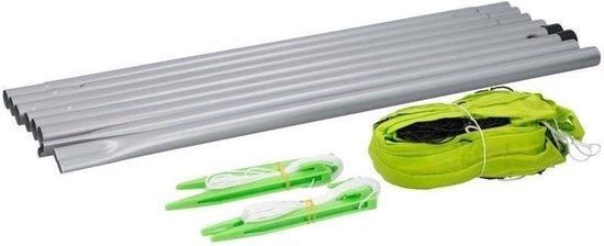 Dunlop Sports Net 609 x 220 CM - Volleyballnetz - Tennisnetz - Badmintonnetz - Komplettset mit Schlägern, Netz, Bodennägeln und Spannseilen - Multifunktional einsetzbar - Grün/Schwarz