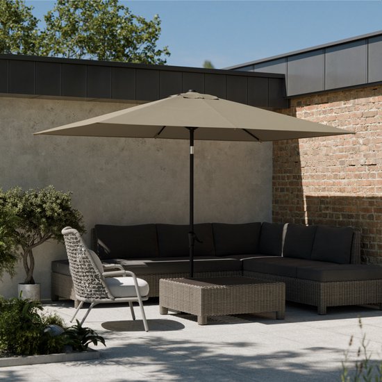 LifeGoods Sonnenschirm - Garten - 210x140cm - 30° neigbar - Wasserdicht - UPF50+ - Taupe