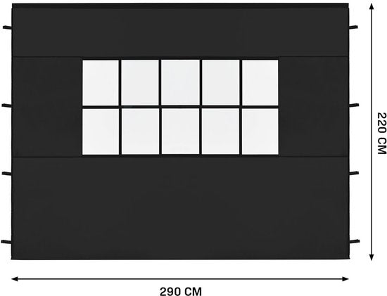 VONROC Seitenwand-Set – 3 x 4,5 m – Für Premium-Partyzelt PT502XX – Wasserdicht – UV-Schutz 50+ – Schwarz