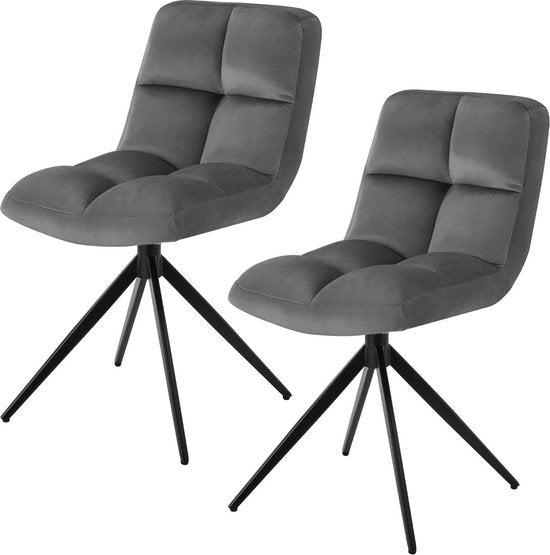 Esszimmerstuhl / Drehstuhl Dallas - 2er-Set - Dunkelgrau - Metallgestell