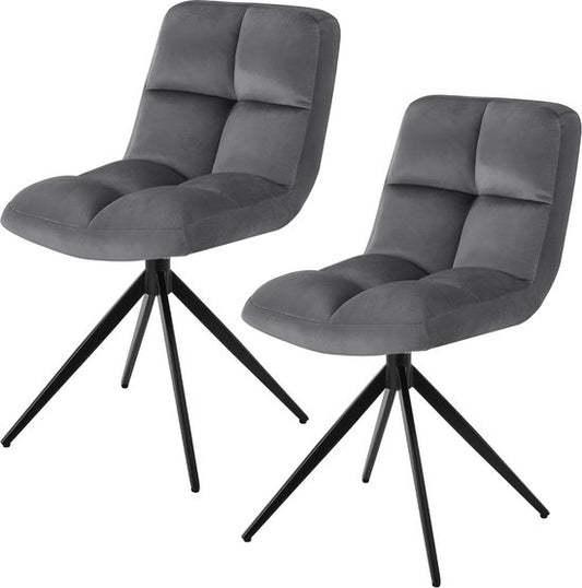 Esszimmerstuhl / Drehstuhl Dallas - 2er-Set - Dunkelgrau - Metallgestell