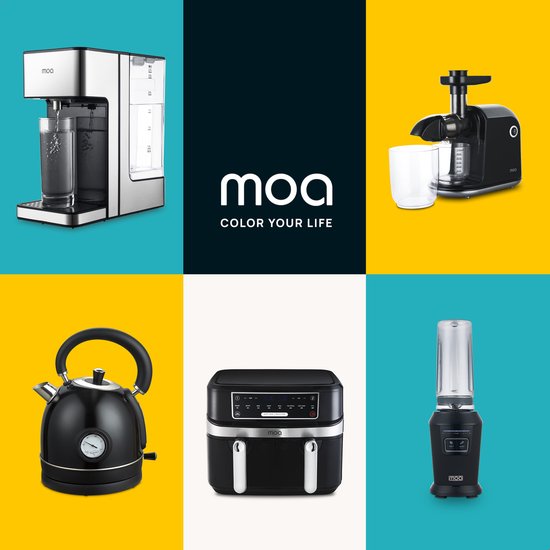 MOA Blender - Smoothie Maker mit 2 600ml Tritan Bechern - Mini Blender To Go - 800W - Edelstahl - Schwarz