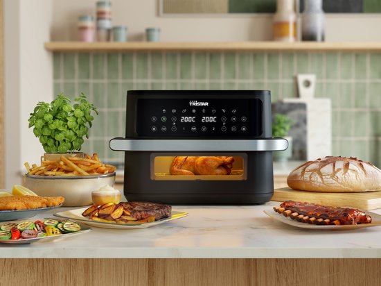 Tristar Airfryer FR-9432 – 10 l – Dual Zone Flex – Sichtfenster – 8 Vorprogramme – Snackverteiler – 2800 W