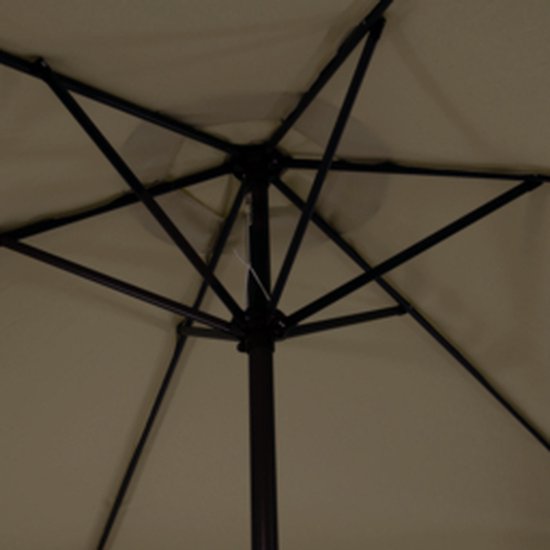 CUHOC Sonnenschirm mit Volants – Taupe-farbener Sonnenschirm – Stabsonnenschirm – 3-Meter-Sonnenschirm – Sonnenschirm mit Windrad – 6-eckiger Sonnenschirm – Leicht einzudrehender Sonnenschirm
