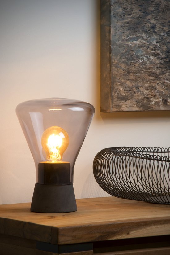 Lucide BARRY Tischlampe – Ø 16,5 cm – 1xE27 – Fumé