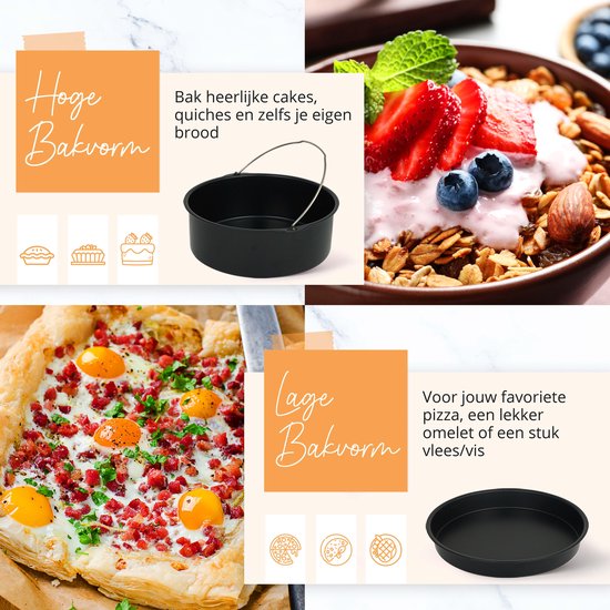 Happy Goods Heißluftfritteuse XL Zubehör - geeignet für Airfryer Zubehör - ⌀ 20 CM - Backpapier - Silikon Backblech - Backform Rund - Muffin Backformen - Inkl. Kochbuch