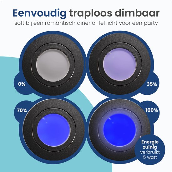 Gologi Smart Einbaustrahler - Smart LED Downlight Dimmbar - Neigbar - RGB+CCT Licht - Gu10 LED Lampe - Schwarz