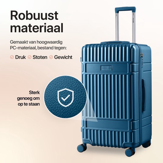SKYCASES Trunk Travel Suitcase - Classic Heritage - Extra großer Koffer - 110L - TSA-Schloss - leichter Trolley - 78x44x36 cm - Trunk Roll Case - Spinner-Räder - Dunkelblau