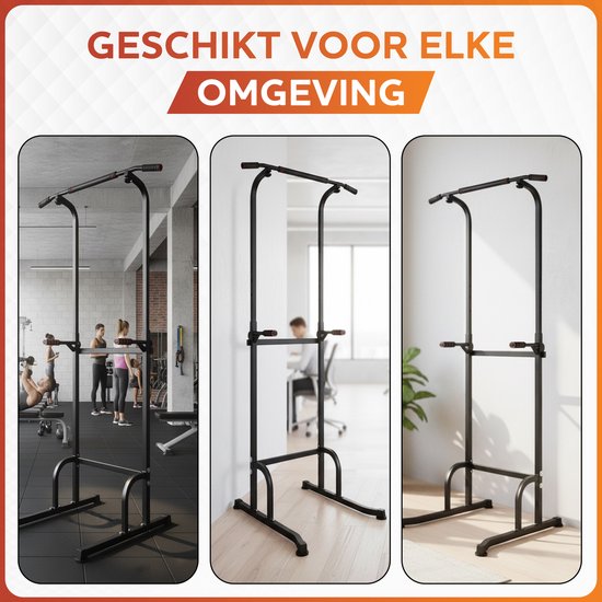 Fitby Klimmzugstation – Kraftstation – Klimmzugstange – Dip-Station – Klimmzugstange – Heimfitness – Fitness – Höhenverstellbar – Schwarz
