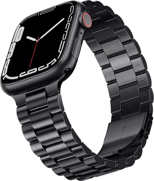 Podec Smartwatch Edelstahlarmband Schwarz - Passend für Apple Watch - Band Passend für iWatch 42 / 44 / 45 / 49 mm - Passend für Serie 1/2/3/4/5/6/7/SE