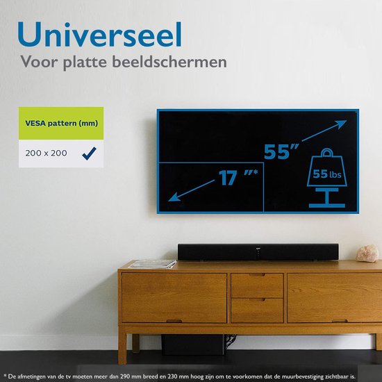 Philips TV-Halterung SQM3221/00 – Feste TV-Wandhalterung für Fernseher bis 42 Zoll und 25 kg – VESA-Maß bis 200 × 200 mm