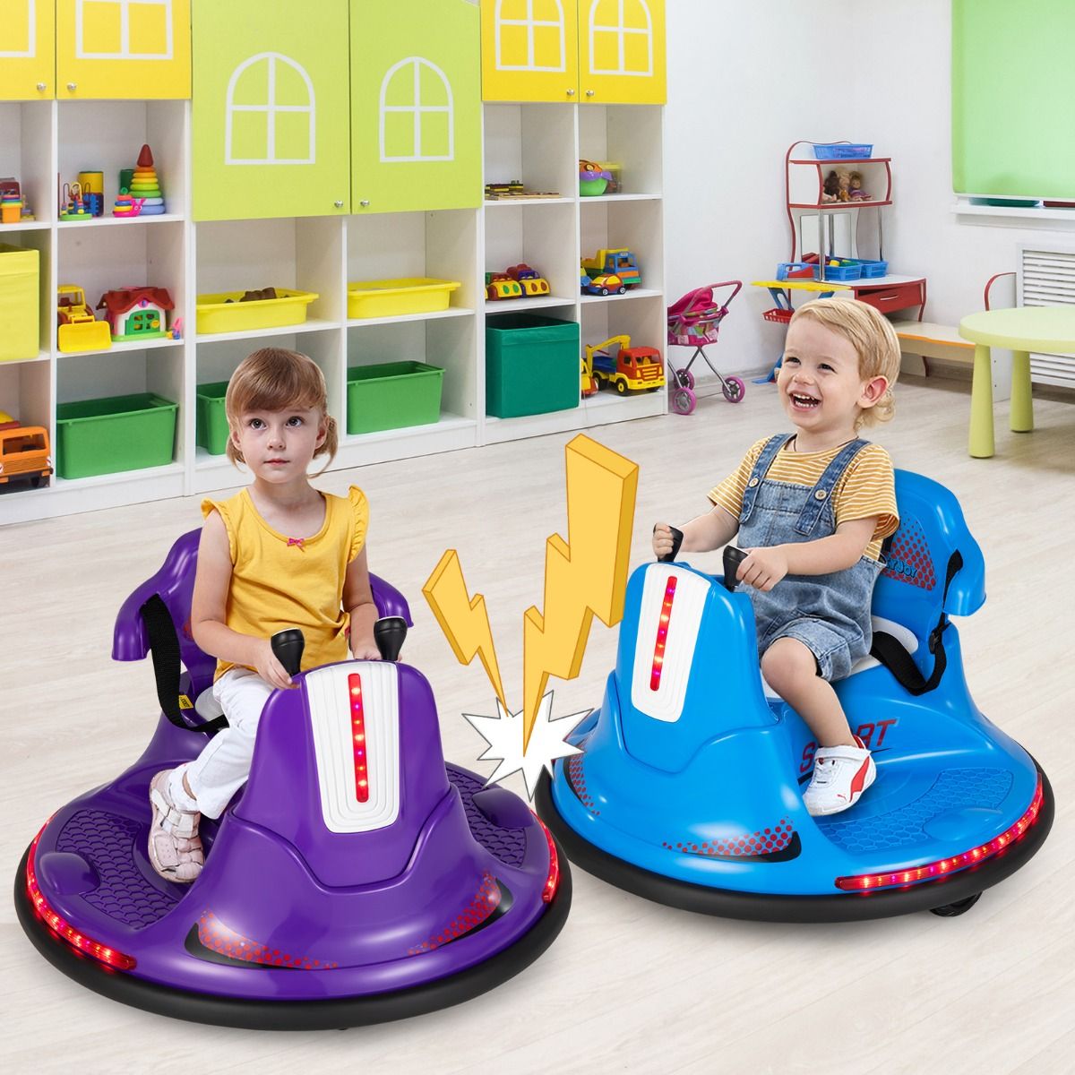 Coast Elektro-Scooter für Kinder – 6-V-Akku – Zwei Joysticks – Um 360° drehbar – Blau