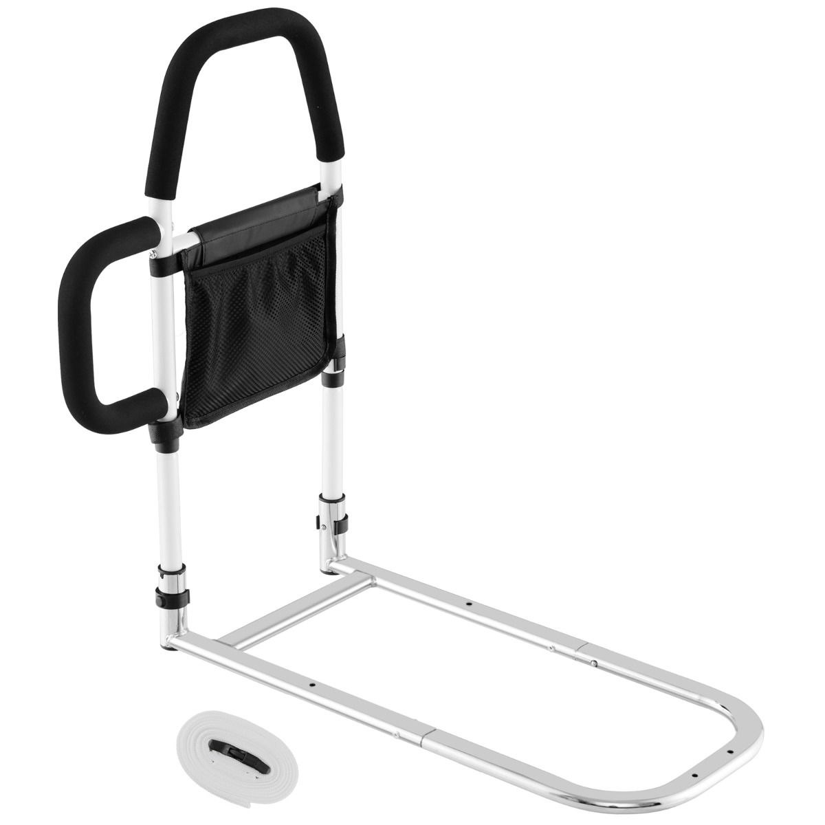 Coast Bettgitter für ältere Menschen - Doppelter Handlauf - Befestigungsgurt bis zu 136 kg - 61 x 40 x 64 cm - Weiß/Schwarz