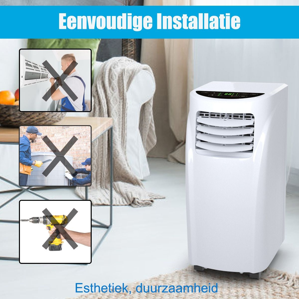 Coast - Tragbares Klimagerät - 7000 BTU, 20 ㎡, Fernbedienung - 32 x 36 x 62,5 cm - Kunststoff - Weiß