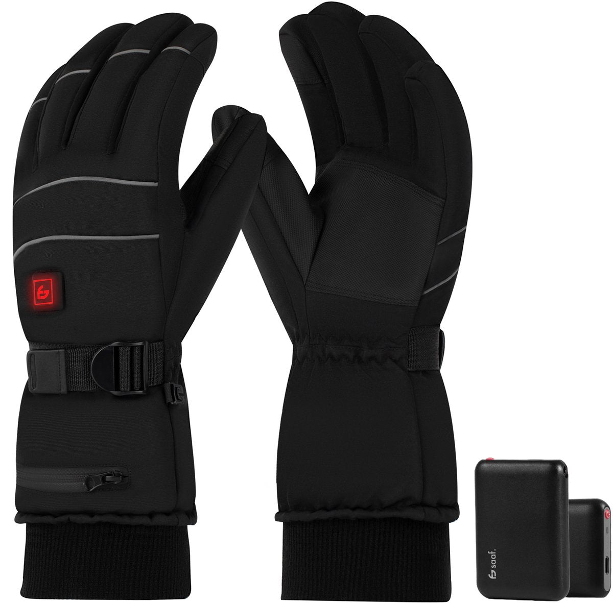 Saaf beheizte Handschuhe Pro M - 3 Positionen - Wiederaufladbar - Wasserdicht und winddicht - 28x11 cm - Schwarz
