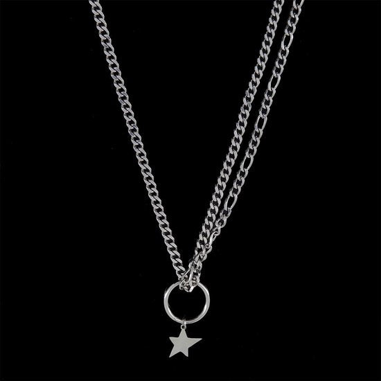 Laura Ferini Damen Halskette Stella Silber - Silber Gliederkette mit Stern - 18K Weißgold vergoldet - Halskette - Halskette - Schmuck - Accessoires - Damen Halskette mit Anhänger