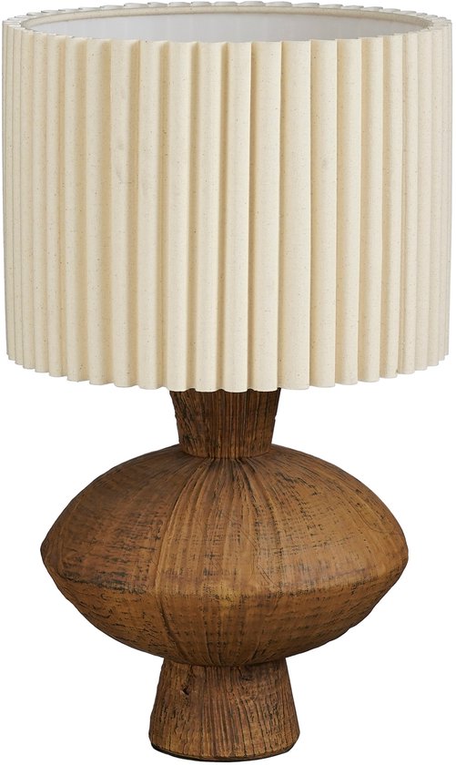 Mica Decorations Frey Tischlampe für das Wohnzimmer – Japandi-Stil – Dekorative Lampe mit Lampenschirm – Schreibtischlampe, Tischlampen für das Wohnzimmer – 51 x ⌀32 cm – Braun
