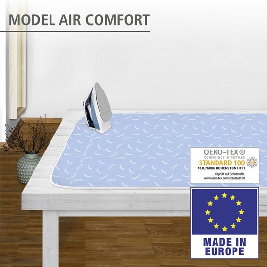 WENKO Air Comfort, Bügelunterlage, Blau, gemustert, Baumwolle, 1300 mm, 650 mm