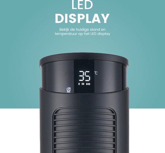 AirKing Turmventilator 117cm - Säulenventilator mit Fernbedienung - Timer - 3 Geschwindigkeitsmodi - Oszillation & dimmbarer LED-Bildschirm - Energieeffizient - Ventilator zur Raumkühlung - Schwarz