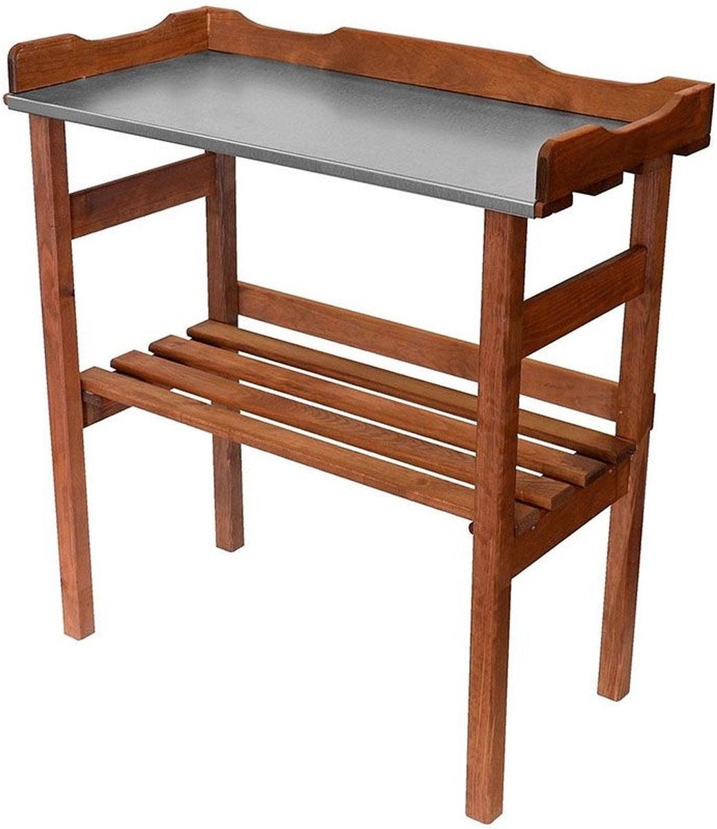 Tontisch mit verzinkter Arbeitsplatte - 78x38x86 cm - Kiefer massiv braun
