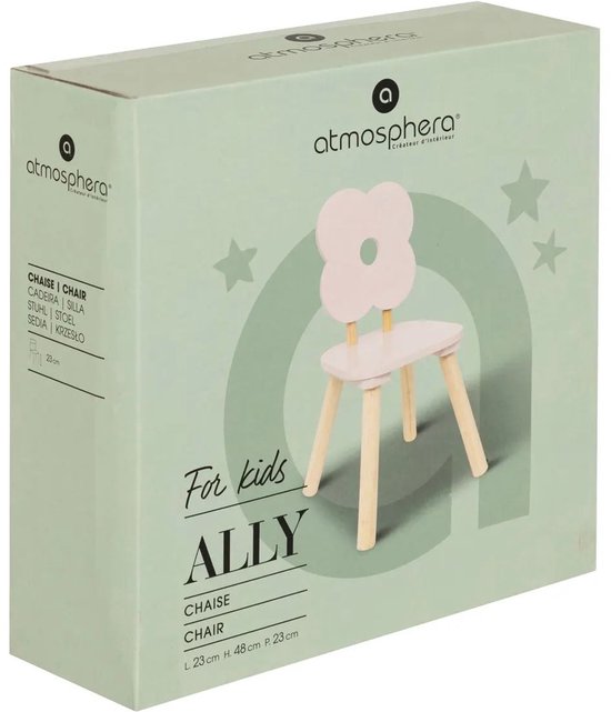 Atmosphera Kids Kinderstuhl „Blume“ – 27 x 27 x 48 cm – Rosa