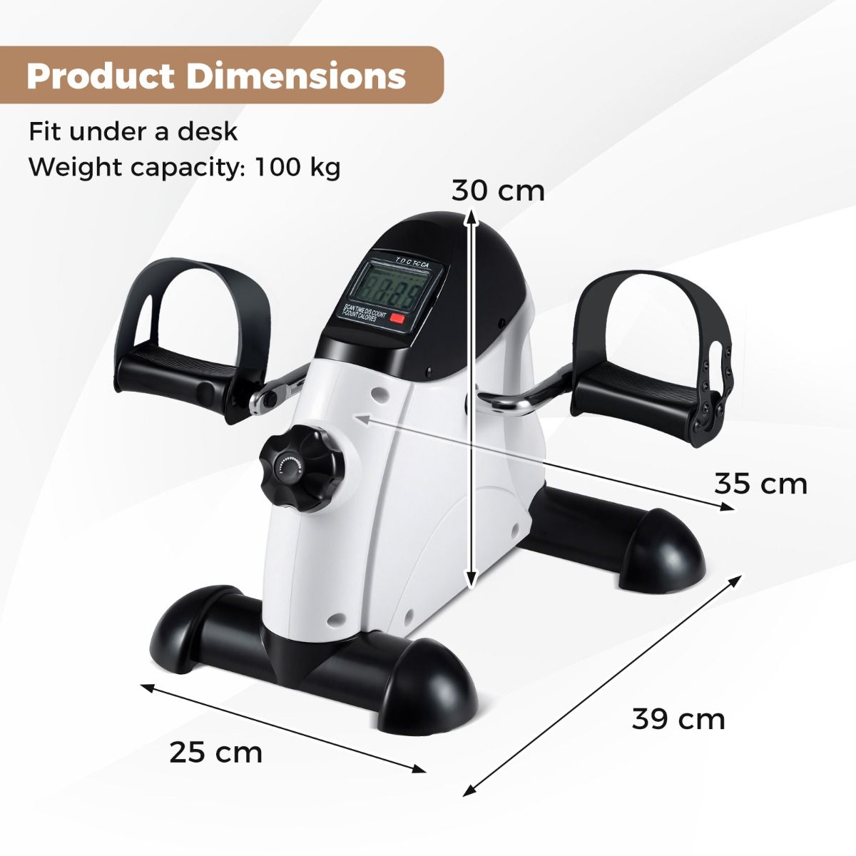 Coast Mini-Heimtrainer – Arm- und Beintrainer – Einstellbarer Widerstand – Weiß