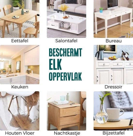 HOMEWELL Tischschoner Transparent Glas Klar 90x200cm - Transparentes Tischsegel - Tischtuch - Rutschfest und hitzebeständig - 2.2 mm