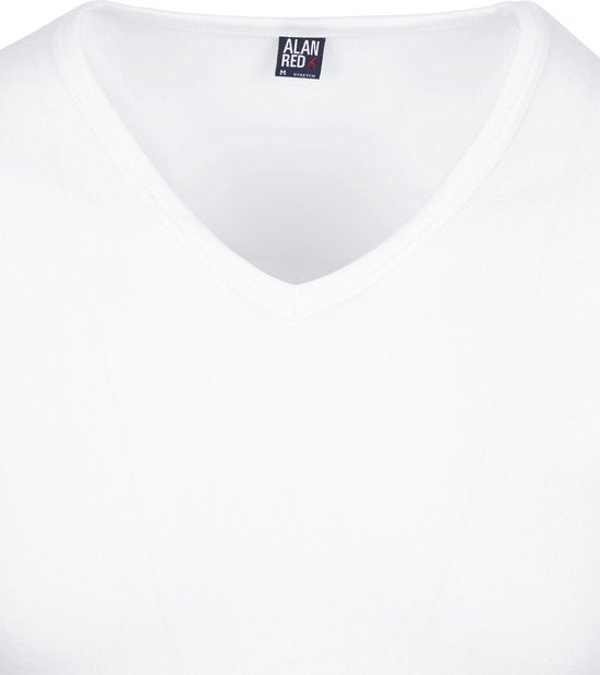 Alan Red Oklahoma T-shirt Stretch - V-Ausschnitt - Weiß - Größe XXL - 93% Baumwolle