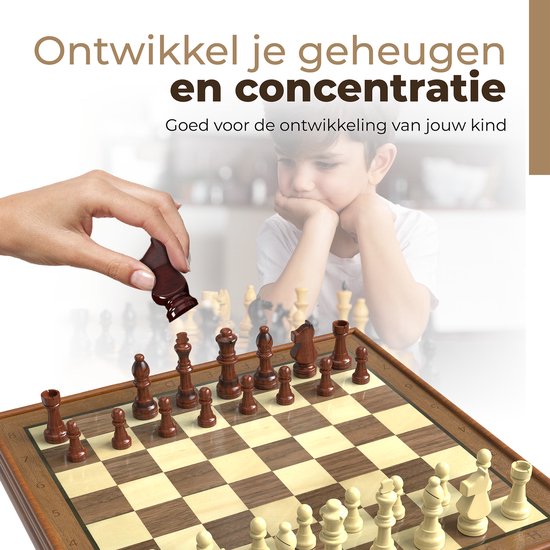 Windsor - Luxus-Schachbrett - mit Schachfiguren - 35 cm - Anmerkungen - Schachspiel - Magnetisches Schachspiel - Schachspiel - Holz